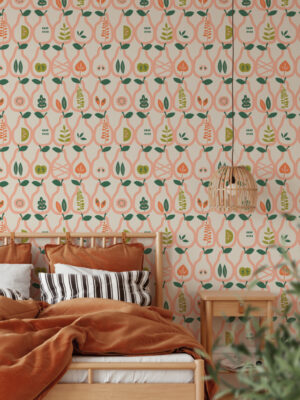 Hello Sticky - Shop - Peel & Stick Removable Wallpaper - Fruity & Floral Wallpaper - Vintage Pears - Main View