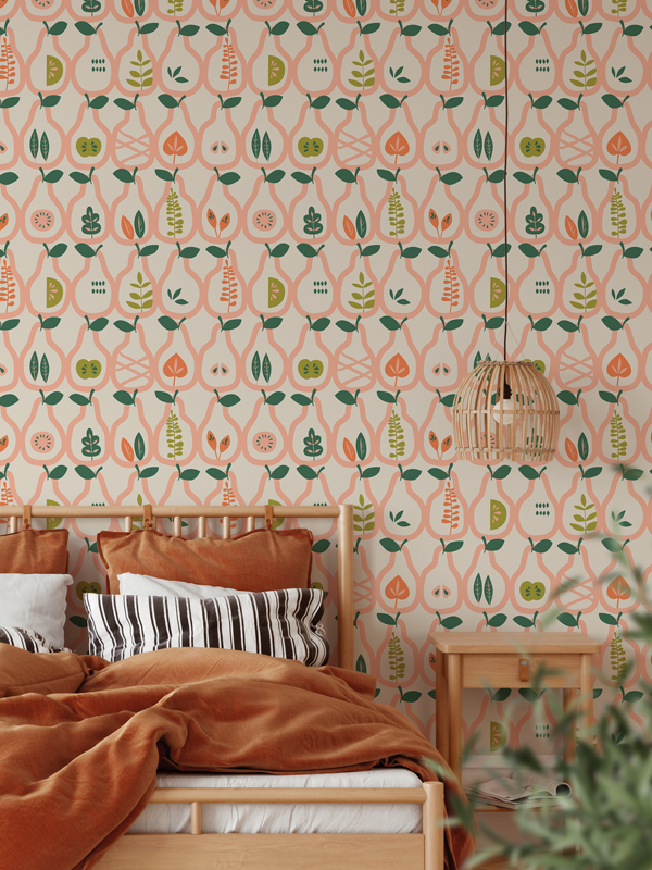 Hello Sticky - Shop - Peel &Amp;Amp; Stick Removable Wallpaper - Fruity &Amp;Amp; Floral Wallpaper - Vintage Pears - Main View