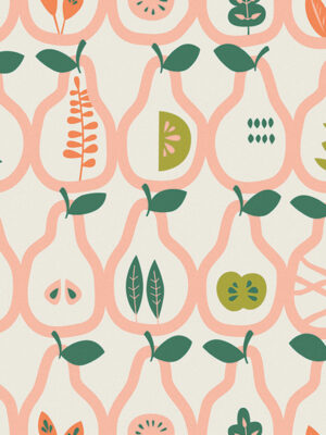 Hello Sticky - Shop - Peel &Amp; Stick Removable Wallpaper - Fruity &Amp; Floral Wallpaper - Vintage Pears - Zoomed In View