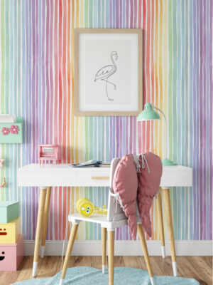 Hello Sticky - Shop - Peel & Stick Removable Wallpaper - Kids Wallpaper - Whimsical Rainbow - Main View