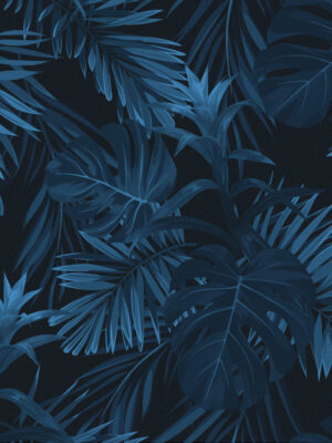 Hello Sticky - Shop - Peel & Stick Removable Wallpaper - Urban Jungle Wallpaper - Jungle Blues - Zoomed In View