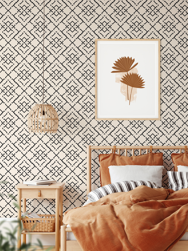 Hello Sticky - Shop - Peel &Amp;Amp; Stick Removable Wallpaper - Modern Farmhouse Wallpaper - Diamond Weave - Main View