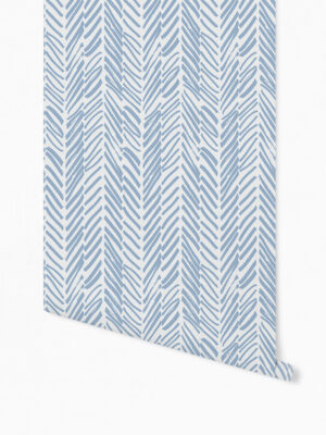 Hello Sticky - Shop - Peel & Stick Removable Wallpaper - Stripe, Spot & Dot Wallpaper - Blue Herringbone - Roll 1 View