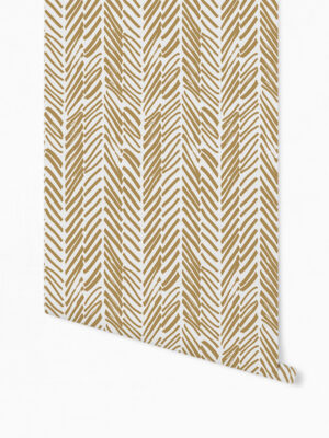 Hello Sticky - Shop - Peel & Stick Removable Wallpaper - Stripe, Spot & Dot Wallpaper - Gold Herringbone - Roll 1 View