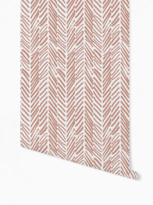 Hello Sticky - Shop - Peel & Stick Removable Wallpaper - Stripe, Spot & Dot Wallpaper - Pink Terracotta Herringbone - Roll 1 View