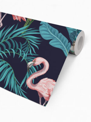 Hello Sticky - Shop - Peel & Stick Removable Wallpaper - Urban Jungle Wallpaper - Fierce Flamingo - Roll 2 View