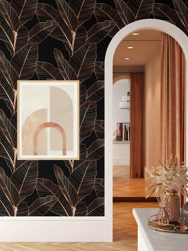 Hello Sticky - Shop - Peel &Amp;Amp; Stick Removable Wallpaper - Urban Jungle Wallpaper - Gold Palm - Main View