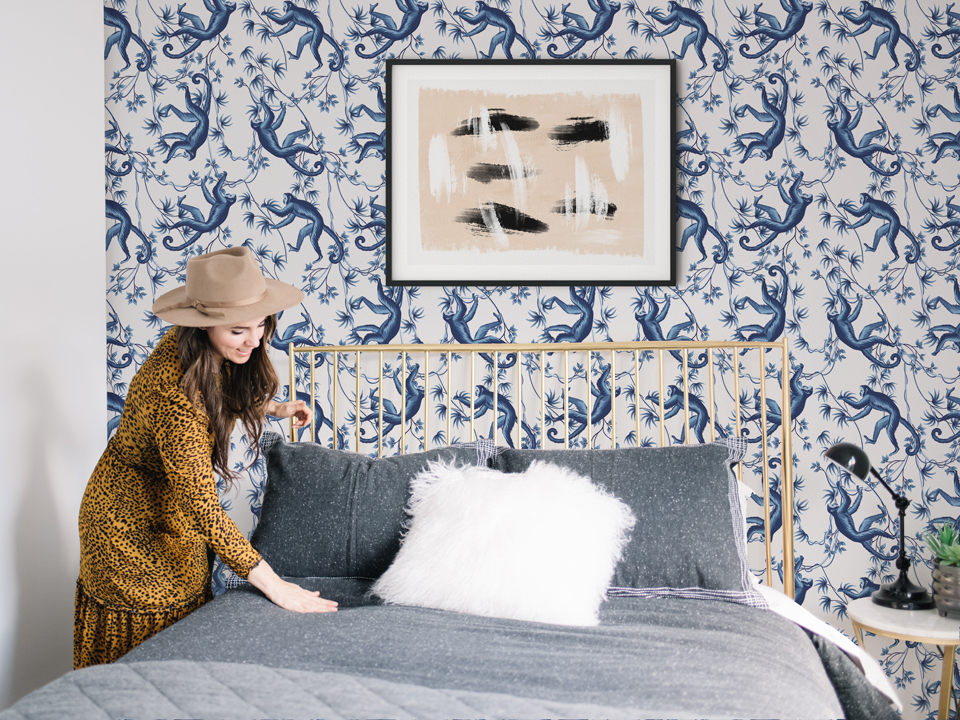 Hello Sticky - Home - Peel & Stick Removable Wallpaper - Slider 2 - Bedroom View